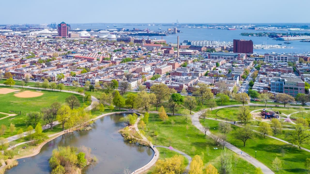 Baltimore skyline seen from Patterson Park